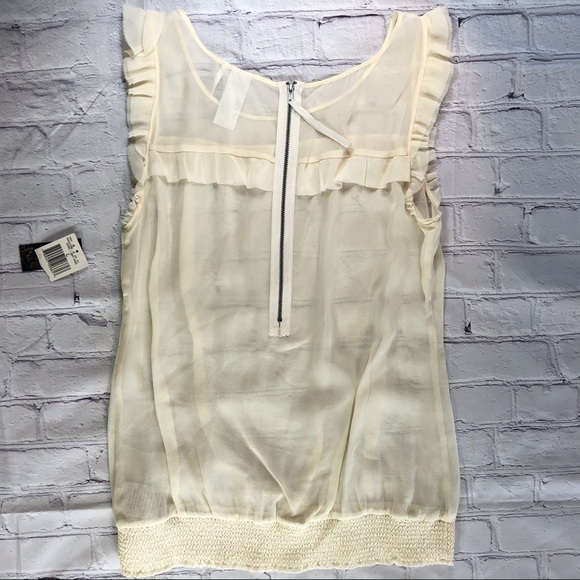 Guess Los Angeles Sheer Silk Cream Top Size L NWT - Picture 14 of 14
